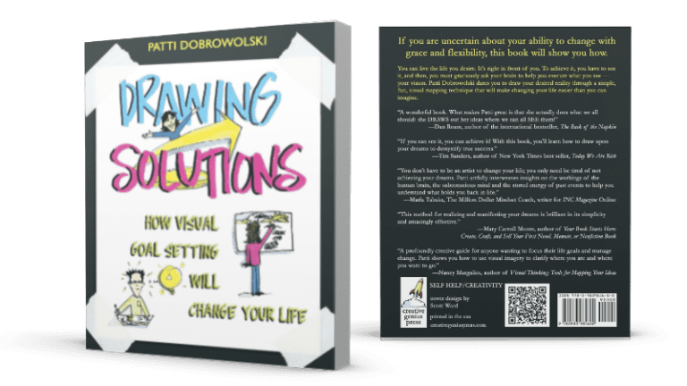 Drawing Solutions book mockup with author Patti Dobrowolski